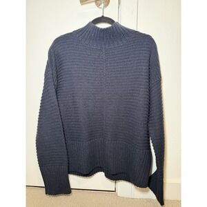 Navy Blue Knit Mock Neck Sweater